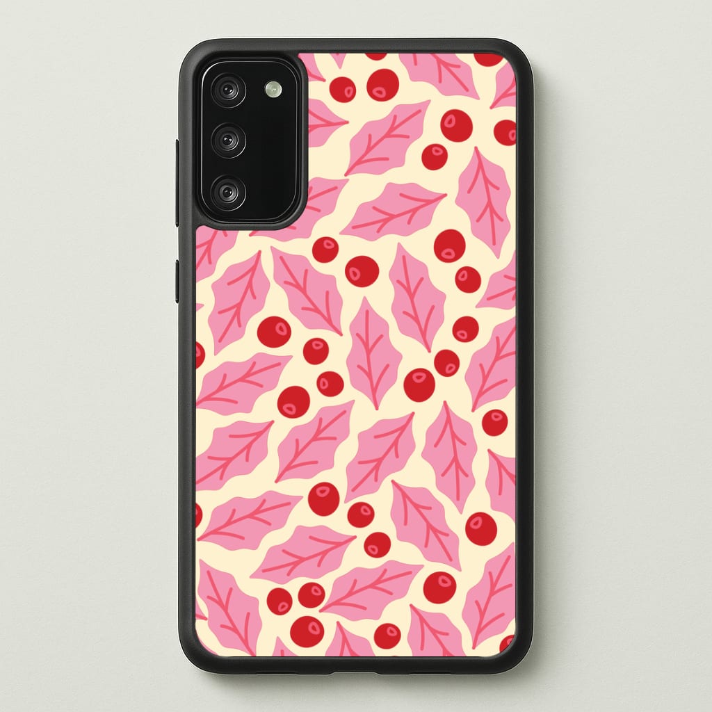 Pink Holly And Berries Pattern Galaxy S20FE Case