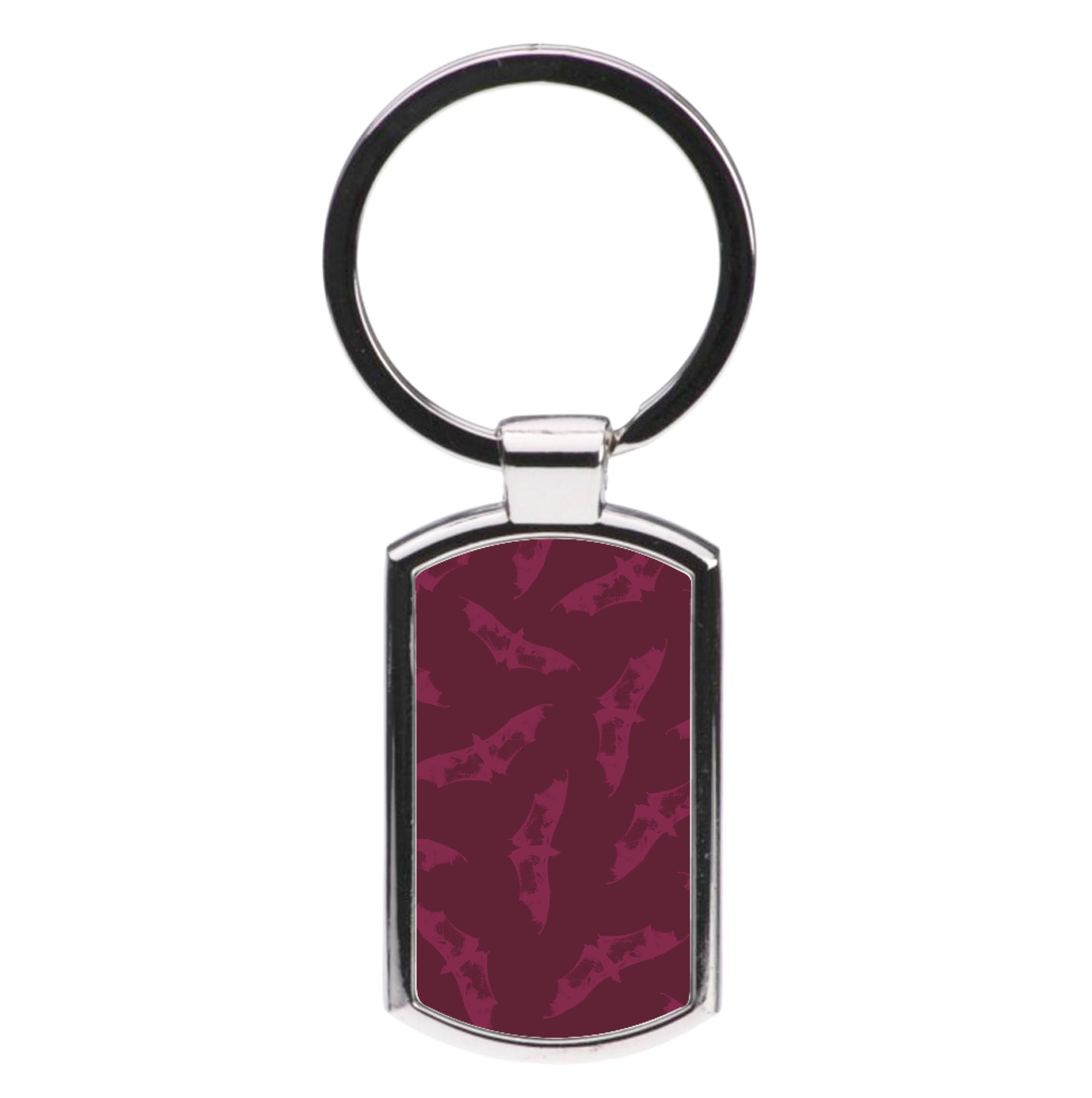 Dark Pink Bats Pattern Luxury Keyring