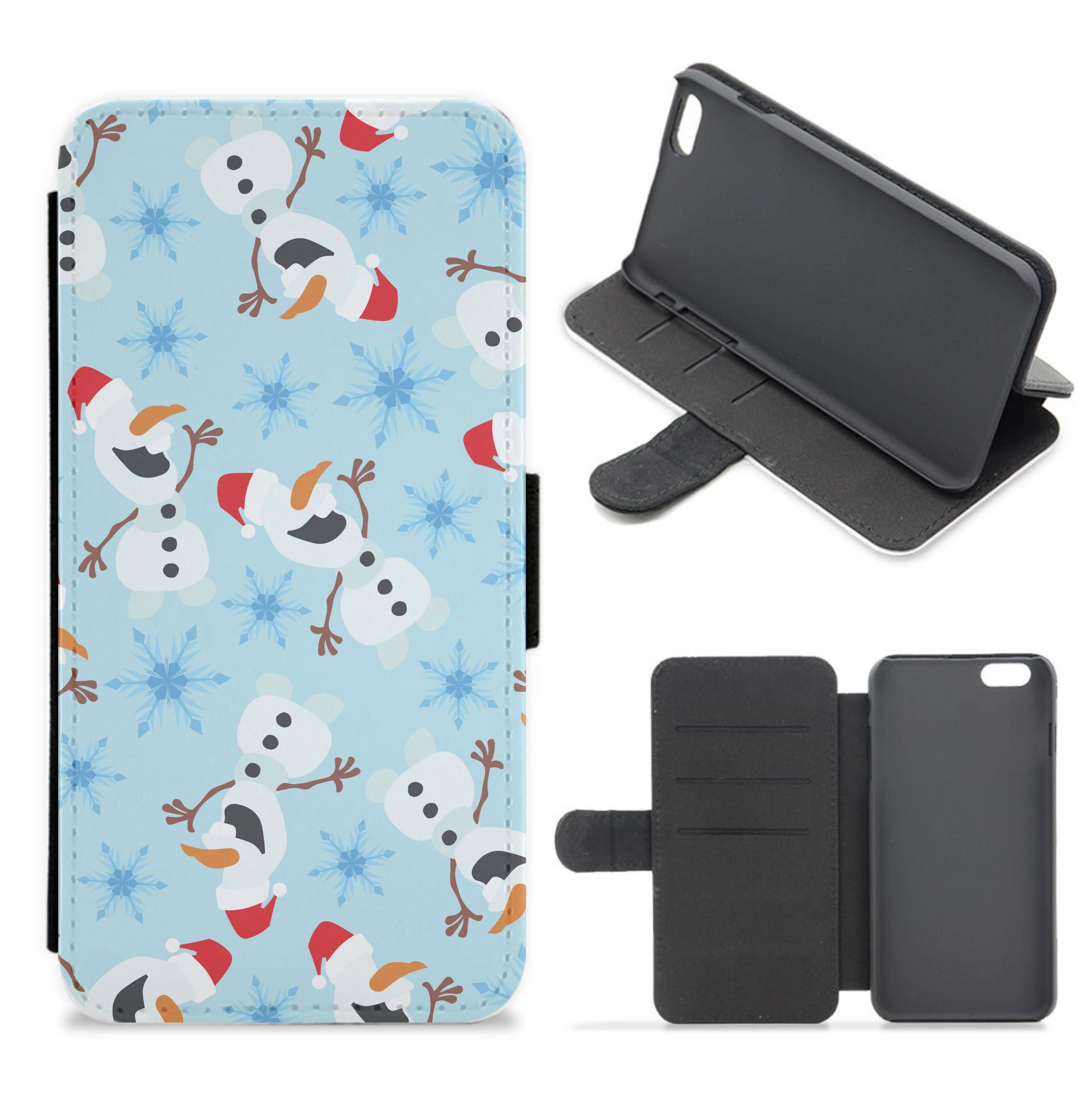 Snowman Pattern Flip / Wallet Phone Case