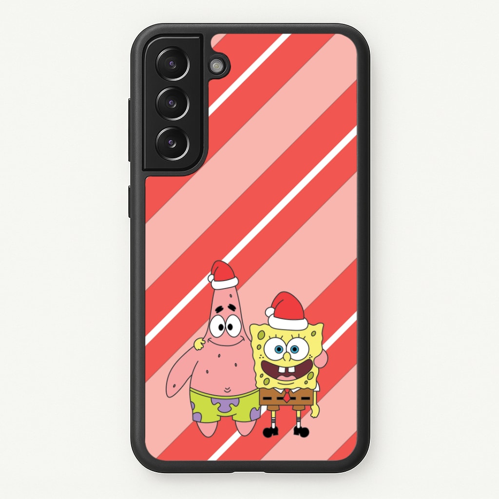 Cartoon Sponge And Starfish Christmas Hats Galaxy S22 Plus Case