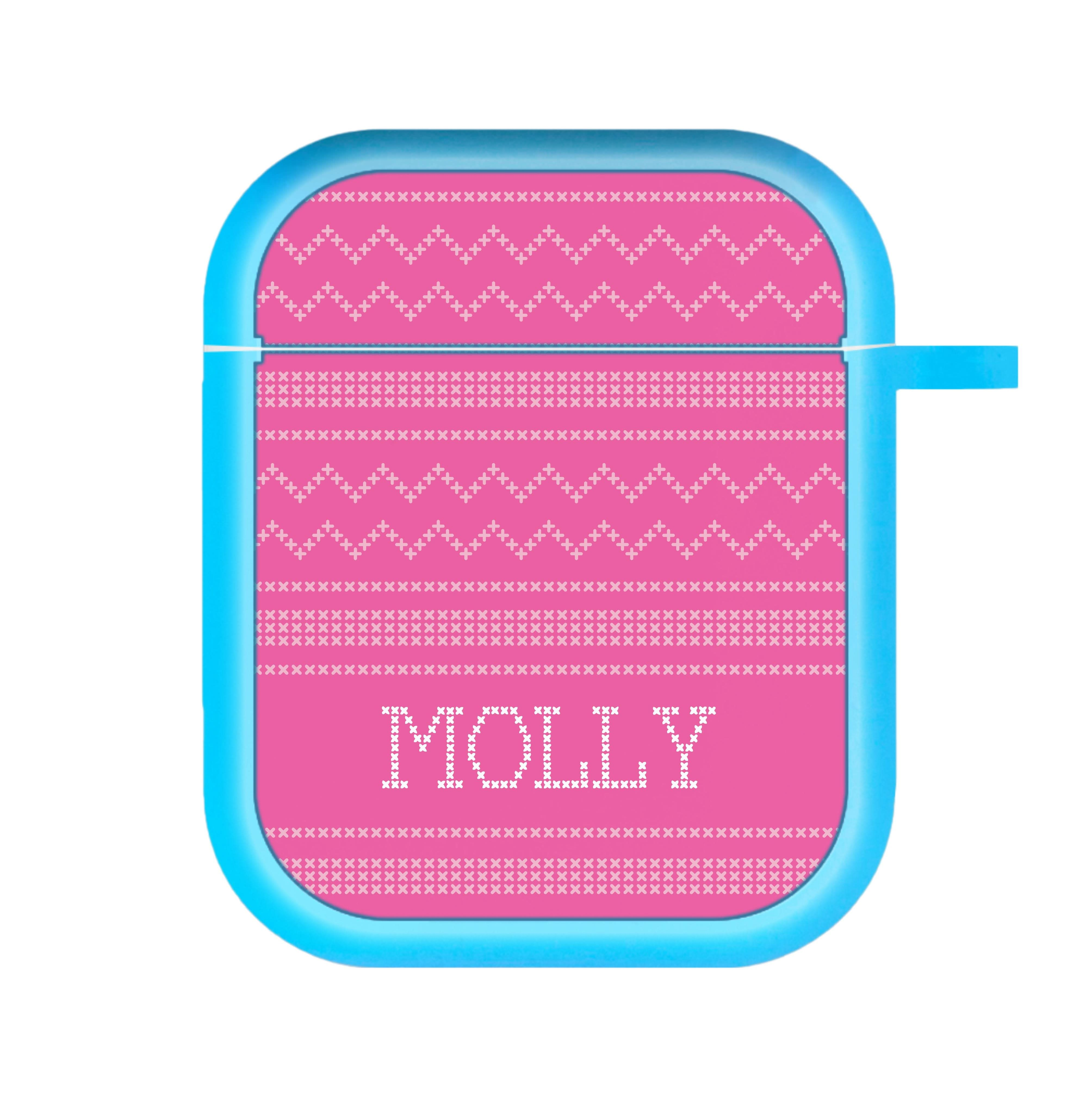 Personalised Christmas Jumper Pink AirPods Case