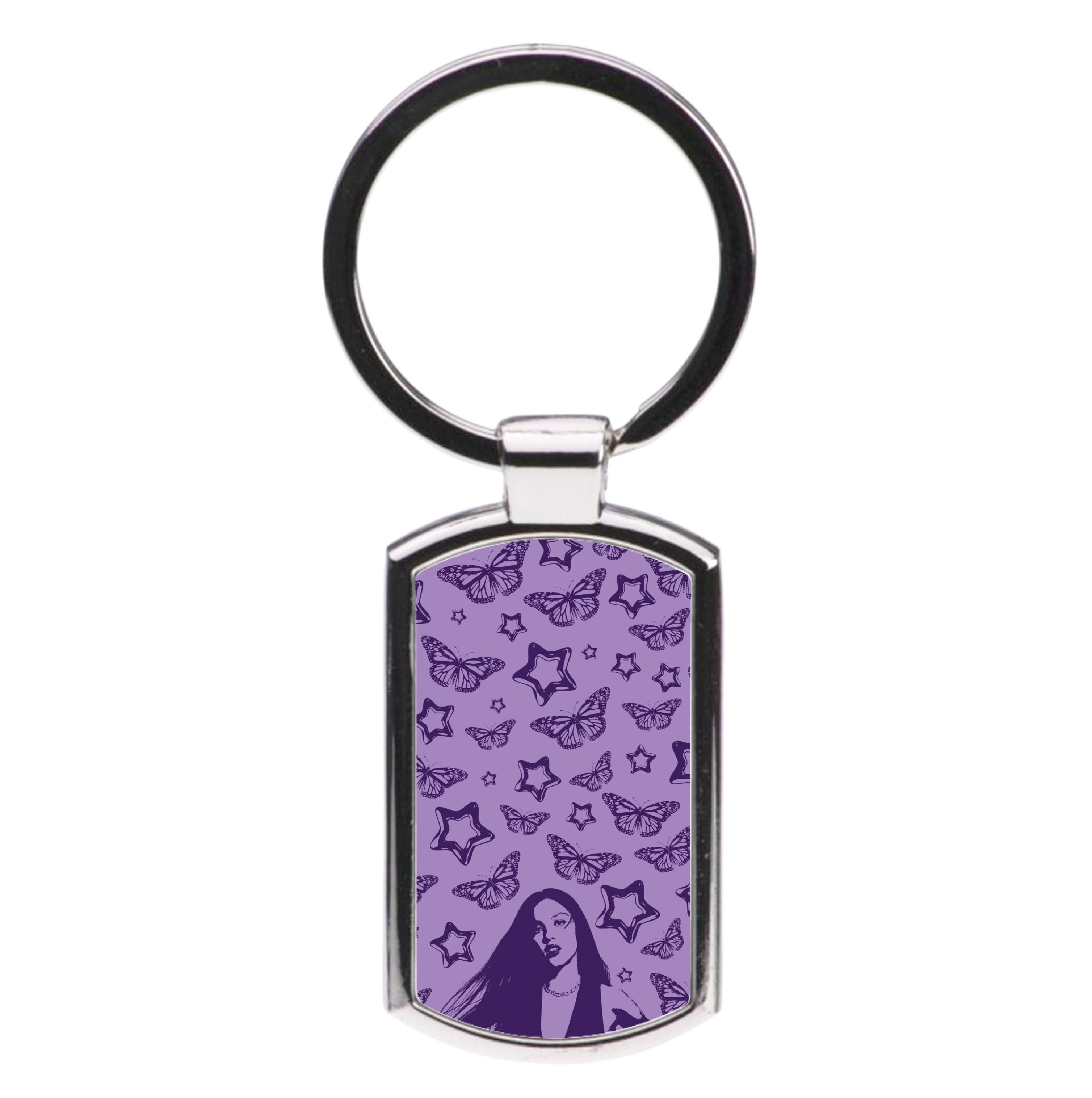 Stars And Butterflies Pattern Luxury Keyring