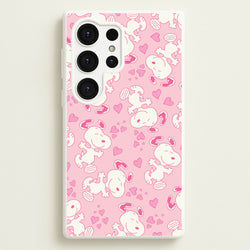 Cartoon Beagle Valentine Hearts Pattern Galaxy S25 Ultra Case