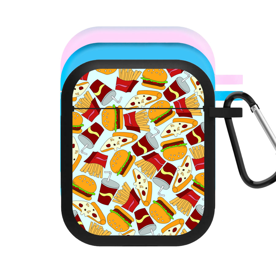 Burgers, Fries And Pizzas - Fast Food Patterns AirPods Case