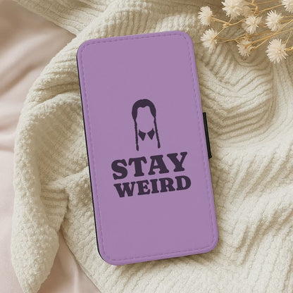 Stay Weird Purple Leather Phone Case