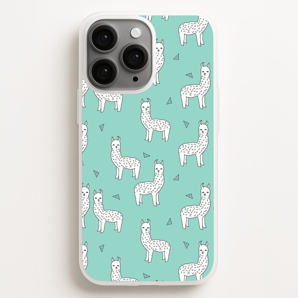 Mint Alpaca Pattern Phone Case