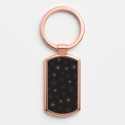 Christmas Gold Stars Pattern Rose Gold Keyring