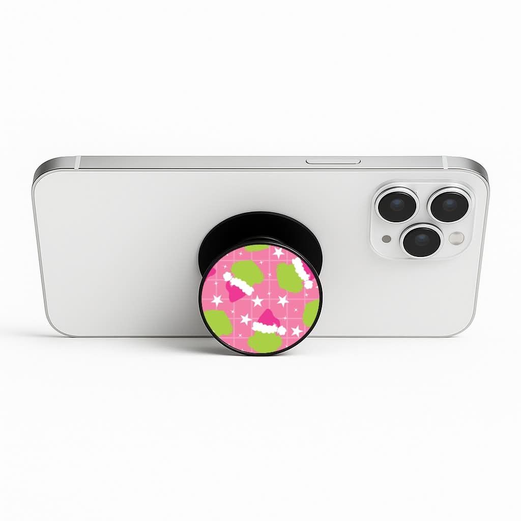 Pink Green Creature Xmas Pattern Phone Stand