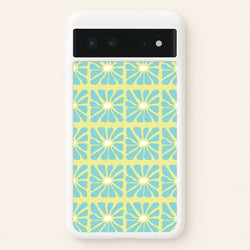 Square Abstract Flowers Blue Google Pixel 6 Case