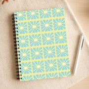 Square Abstract Flowers Blue Notebook 3