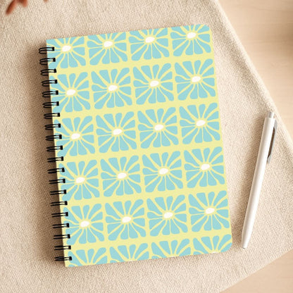 Square Abstract Flowers Blue Notepad