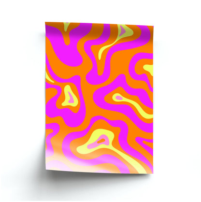 Orange And Pink Psychedelic Pattern Poster