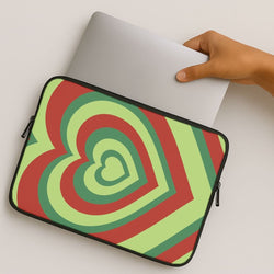 Red And Green Trippy Heart Christmas Pattern MacBook Cover
