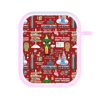 Red Elf Pattern AirPods Case