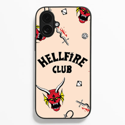 Hellfire Club Icons Collage Peach iPhone 16 Plus Case