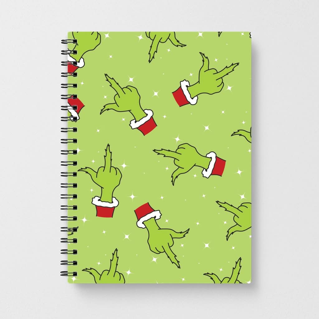 Green Middle Finger Christmas Pattern Notebook