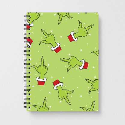 Green Middle Finger Christmas Pattern Notebook