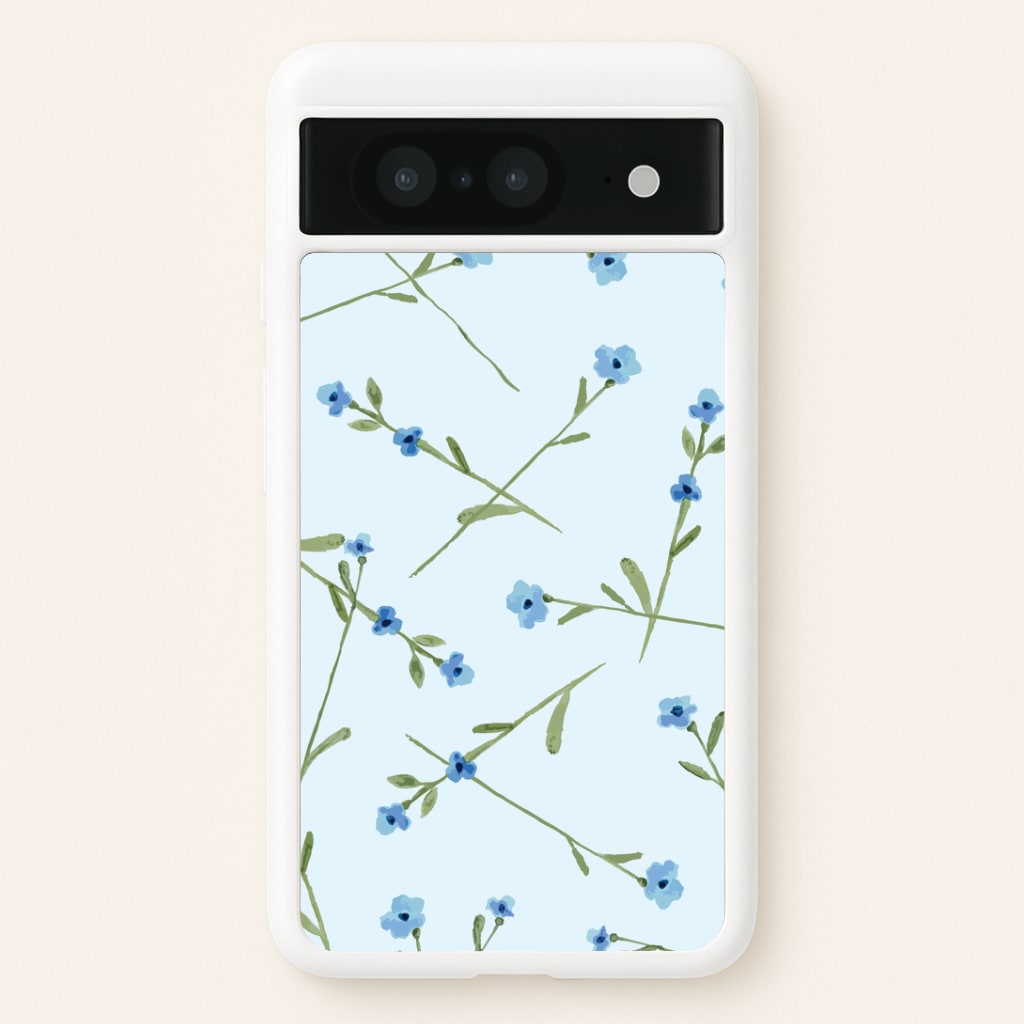 Baby Blue Floral Pattern Google Pixel 8 Case