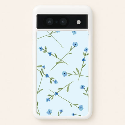 Baby Blue Floral Pattern Google Pixel 8 Case