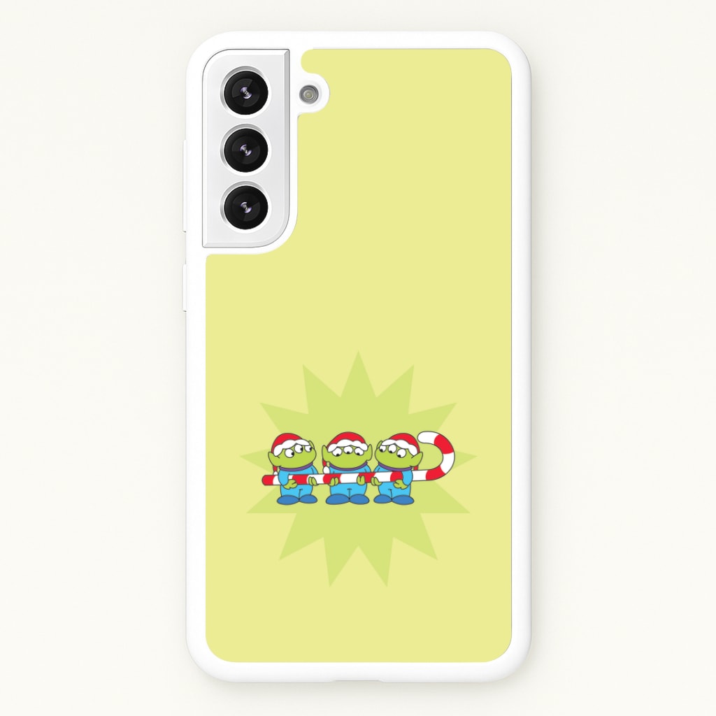 Cute Green Aliens Candycane Galaxy S22 Plus Case