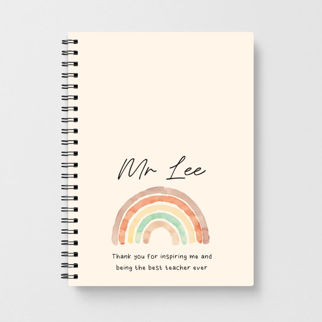 Biege Personalised Teacher Rainbow  Notebook
