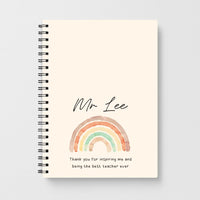 Beige Personalised Teacher Rainbow  Notebook