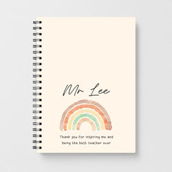 Biege Personalised Teacher Rainbow  Notebook