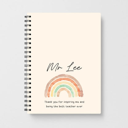 Biege Personalised Teacher Rainbow  Notebook