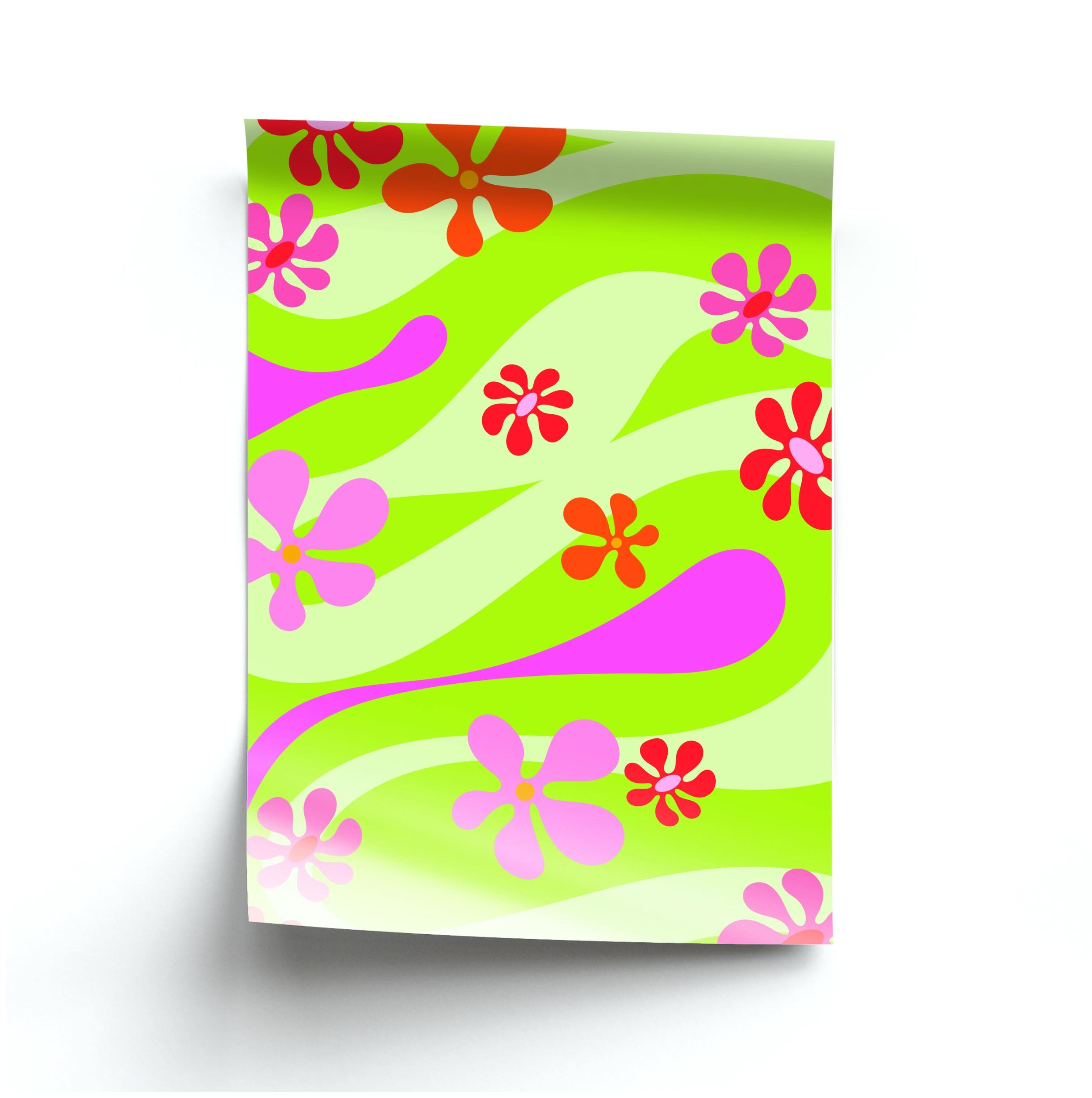 Retro Flowers Pattern Poster