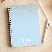 Blue Glitter Personalised Name Notebook 3