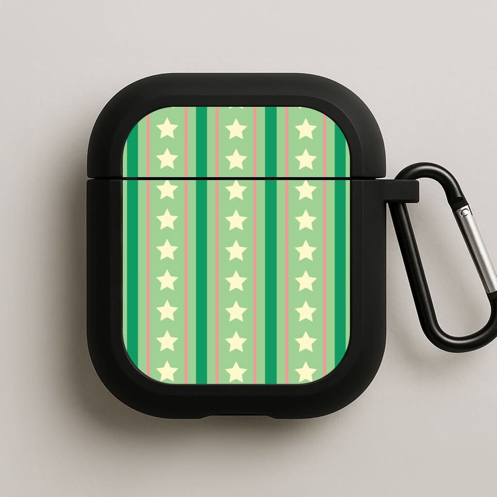 Stars And Stripes Christmas Pattern Black AirPods Case