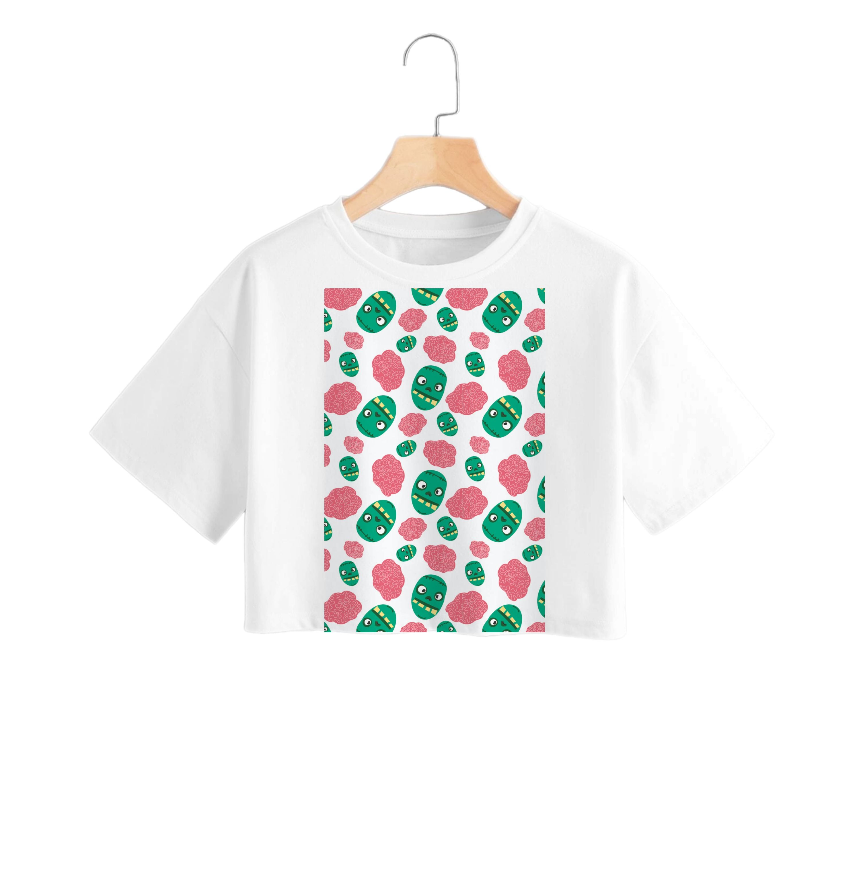 Frankenstein And Brains - Halloween Crop Top