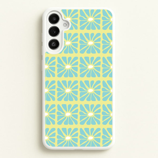 Square Abstract Flowers Blue Galaxy A34 Case