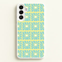 Square Abstract Flowers Blue Galaxy A36 Case