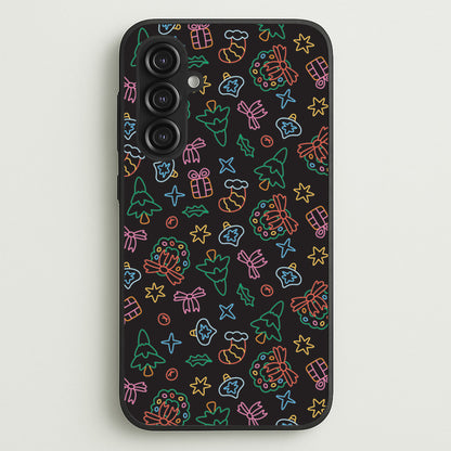 Neon Christmas Icons Pattern I Galaxy S23FE Case