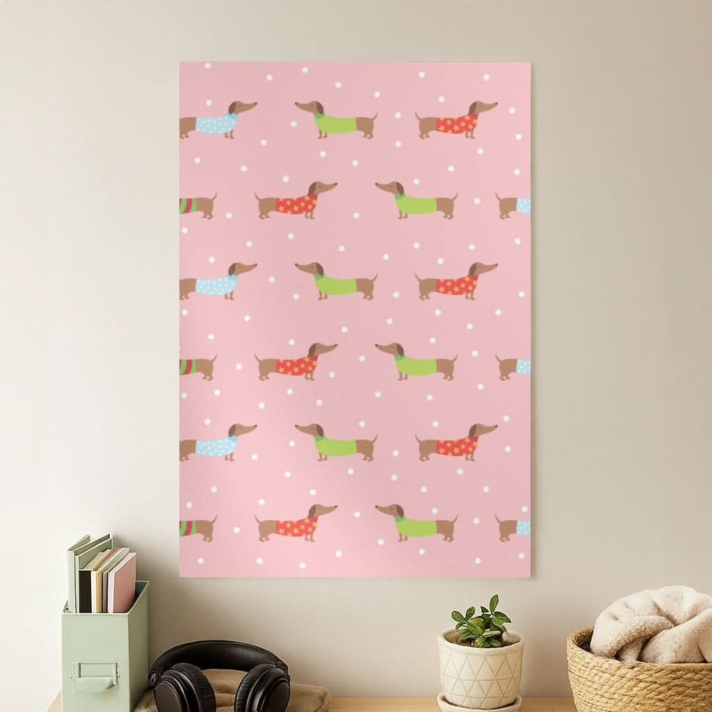 Christmas Jumpers Dachshund Pattern Poster