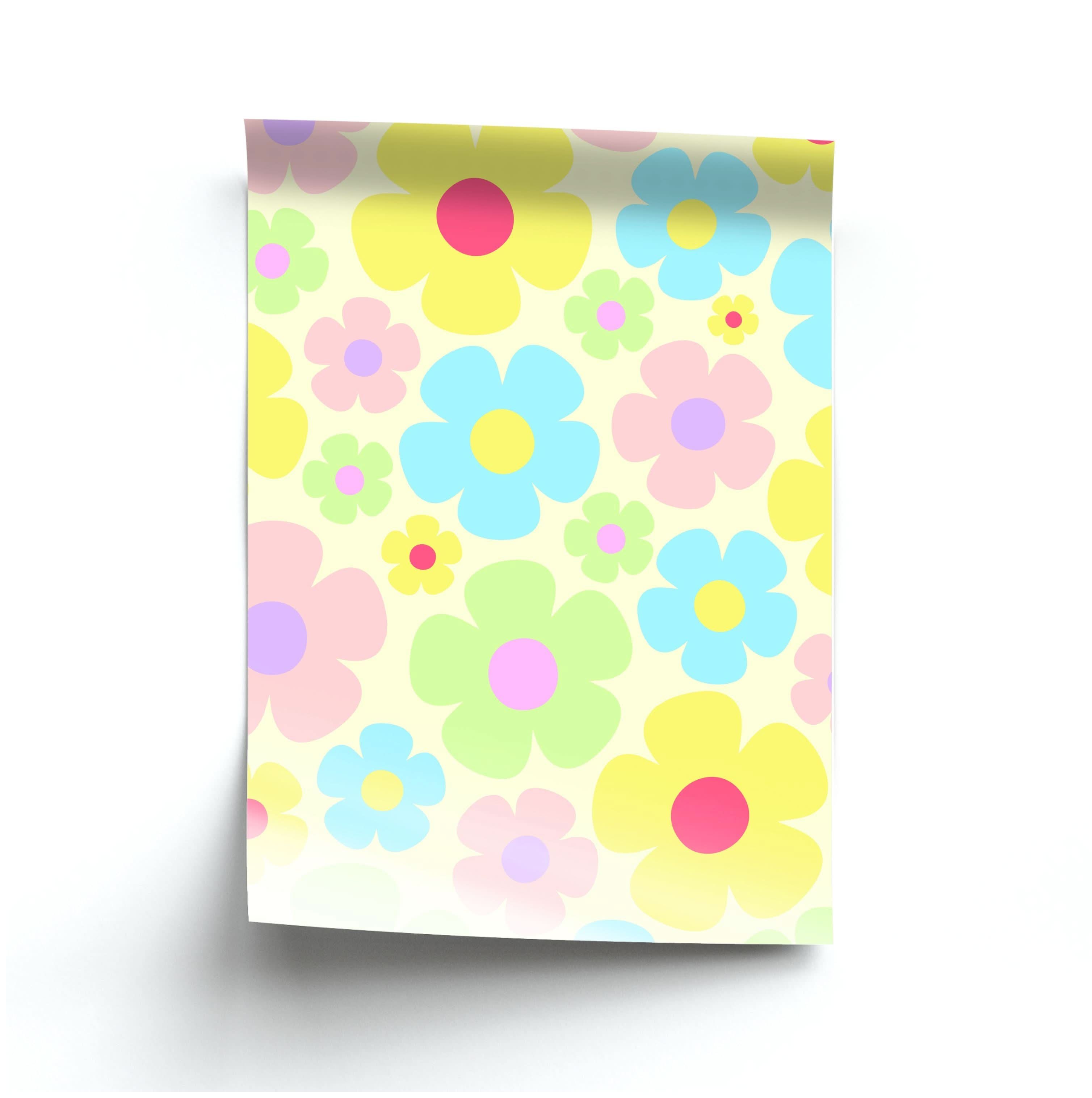 Rainbow Flowers Pattern Poster