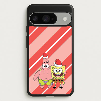 Cartoon Sponge And Starfish Christmas Hats Google Pixel 10 / 10 Pro Case