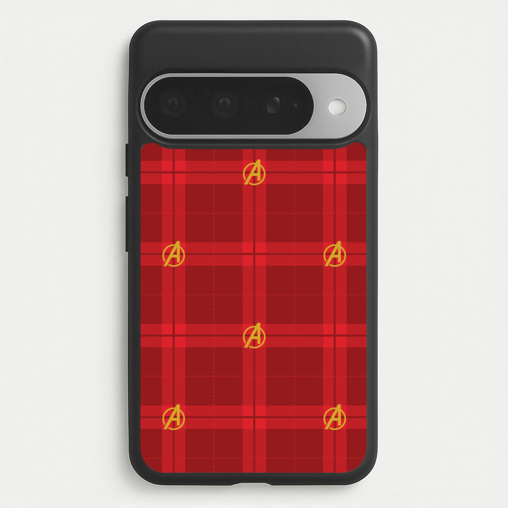 Superhero Team Red Tartan Pattern Google Pixel 10 Pro XL Case