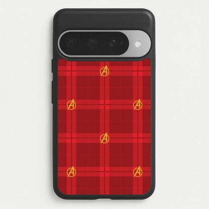 Superhero Team Red Tartan Pattern Google Pixel 10 Pro XL Case