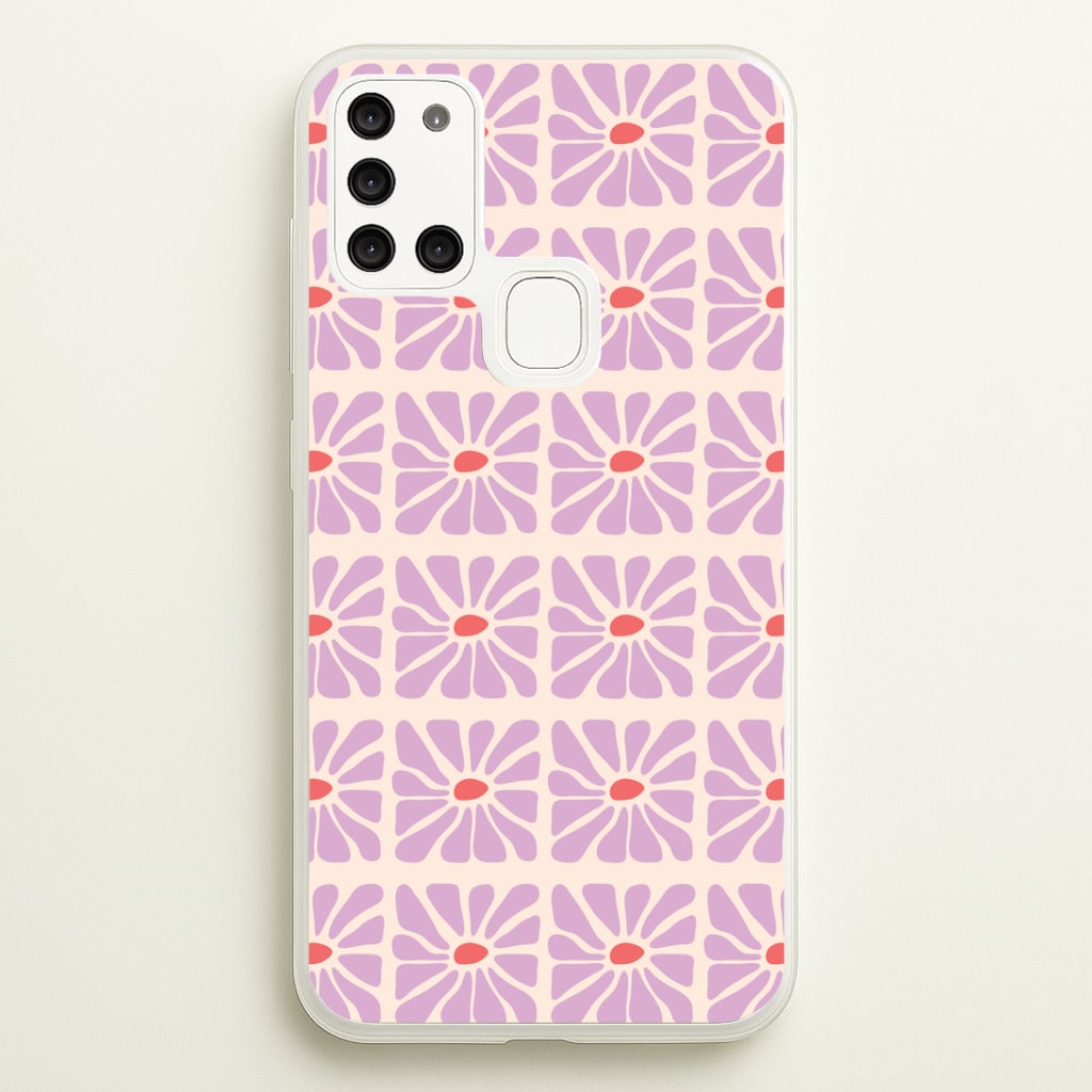 Square Abstract Flowers Mauve Galaxy A21s Case