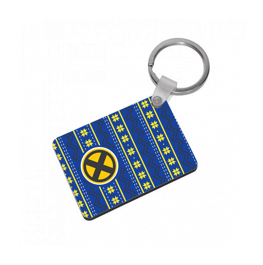 X Christmas Pattern Keyring