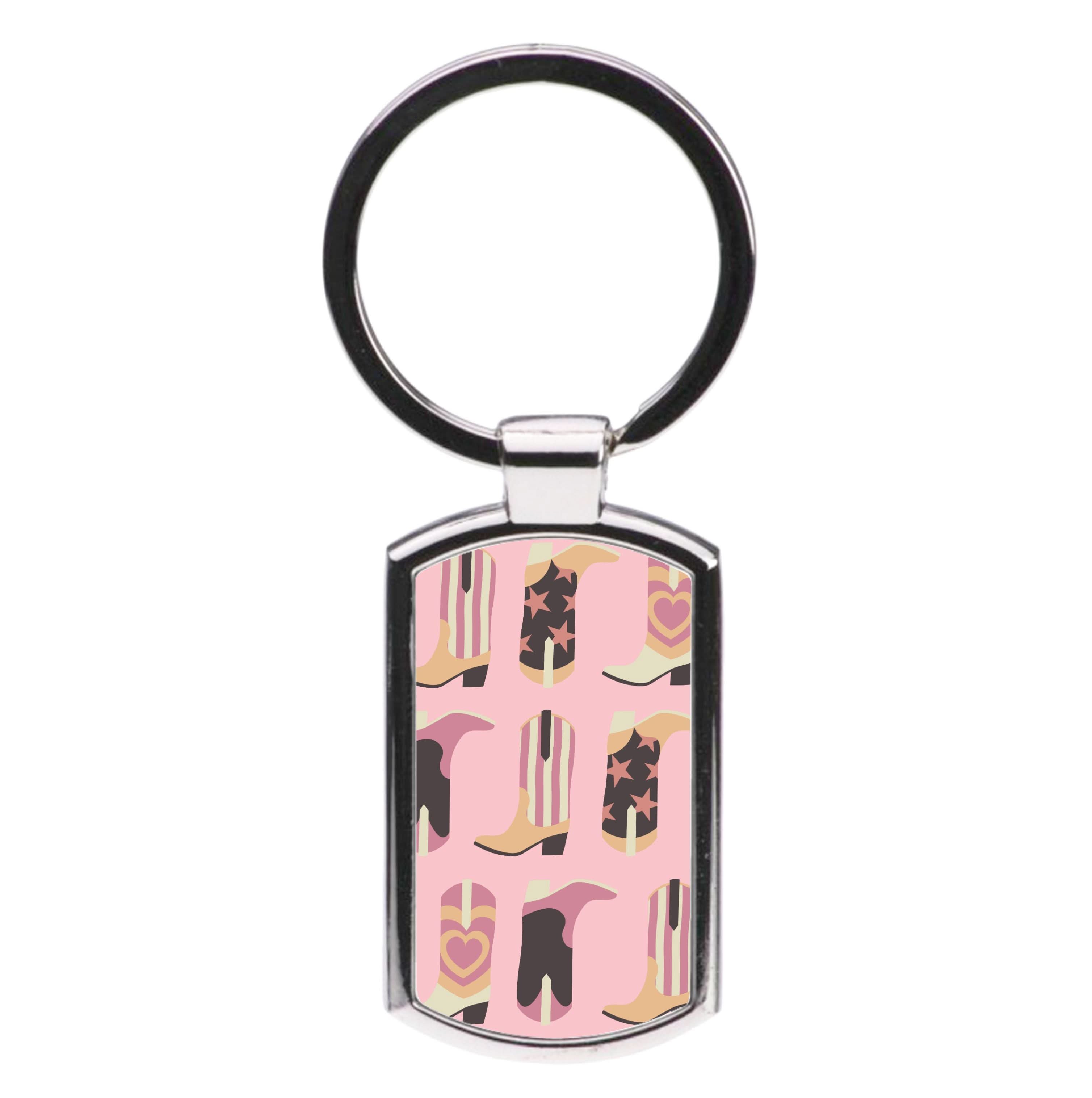 Dusty Pink Cowboy Boots Pattern Luxury Keyring