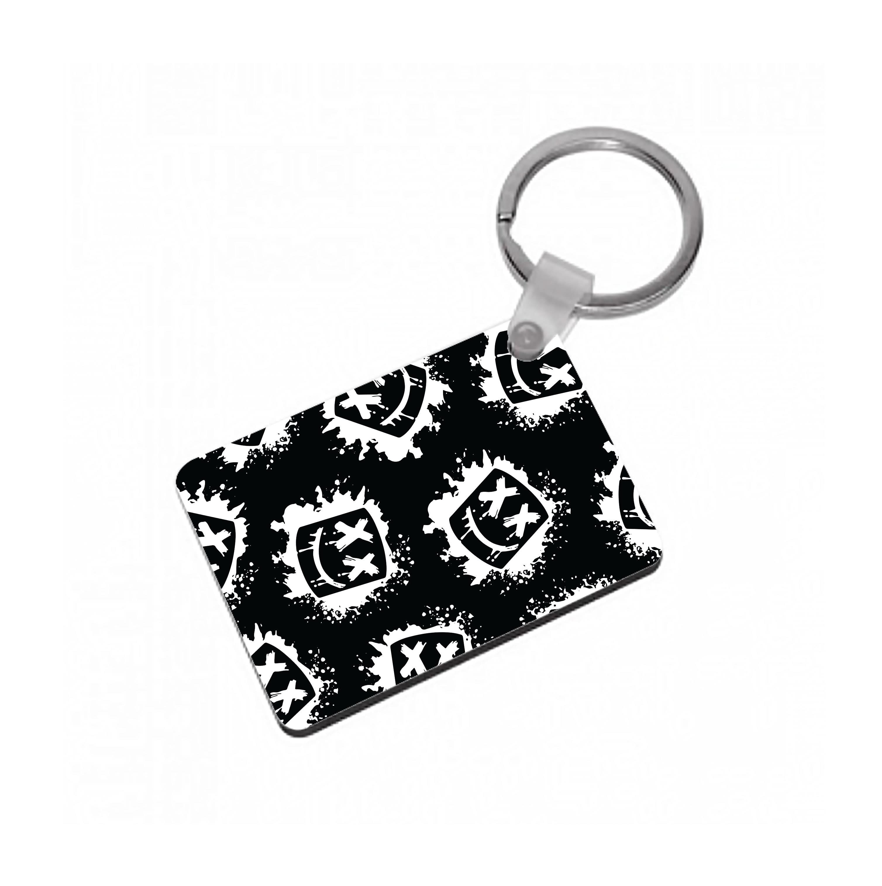 Black And White Helmet DJ Pattern Keyring