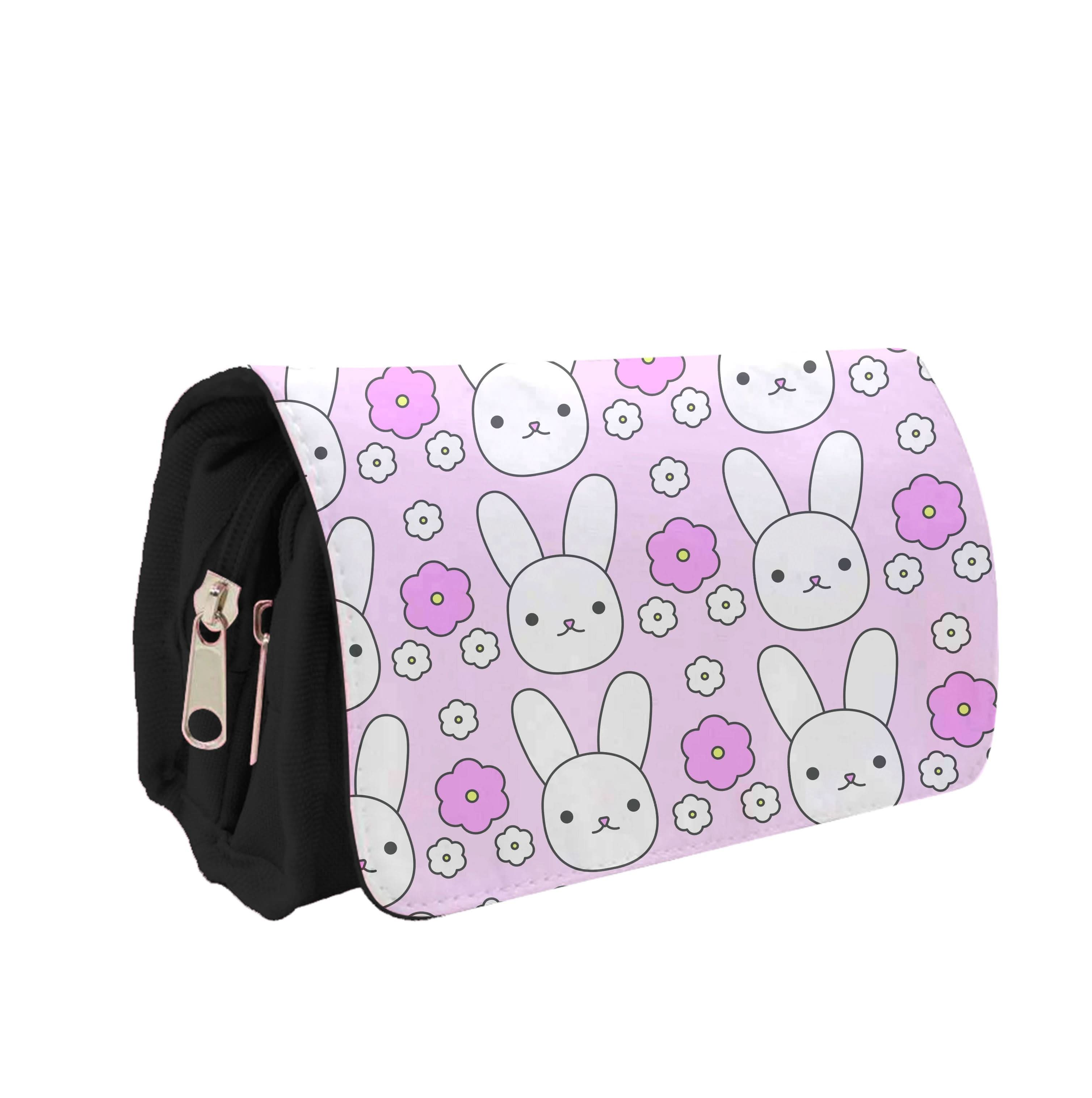 Bunnies And Flowers Pattern Pencil Case