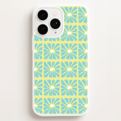Square Abstract Flowers Blue Phone Case