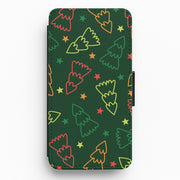 Colourful Christmas Tree Outlines Pattern Flip / Wallet Phone Case 1