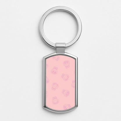 Monsters Outline Pattern II Silver Metal Keyring