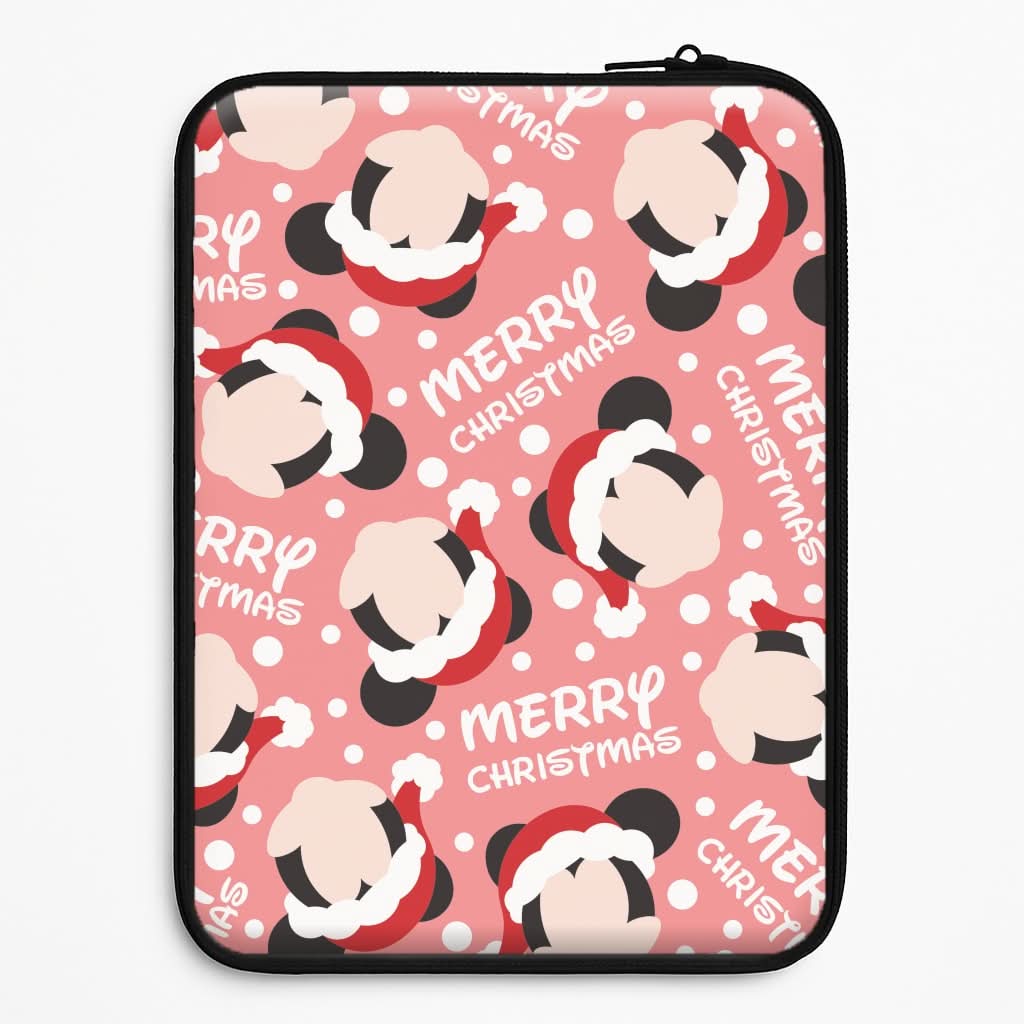 Merry Christmas Cartoon Mouse Pattern Laptop Sleeve