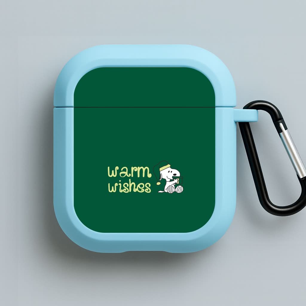 Cartoon Beagle Warm Wishes Blue AirPods Case